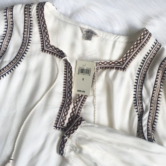 Lucky Brand Embroidered Peasant Blouse - Picture 3 of 8